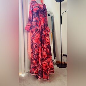 Floral Pink and Purple Maxi Dress